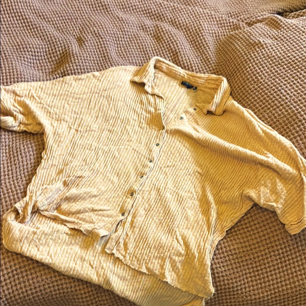 Oversized Out From Under button up shirt in yellow/orange